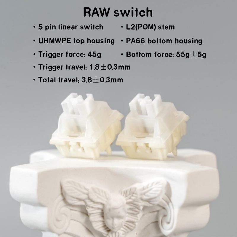 KeyGeek-interruptor lineal RAW - Keyboard Switch Lubed Linear 45G reseña y precio