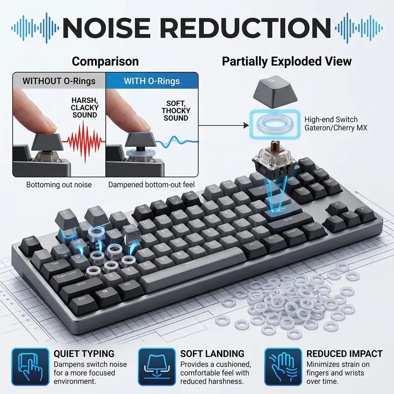 Anillos de goma silenciosos pa - Silent Switch Mechanical Keyboard reseña y precio